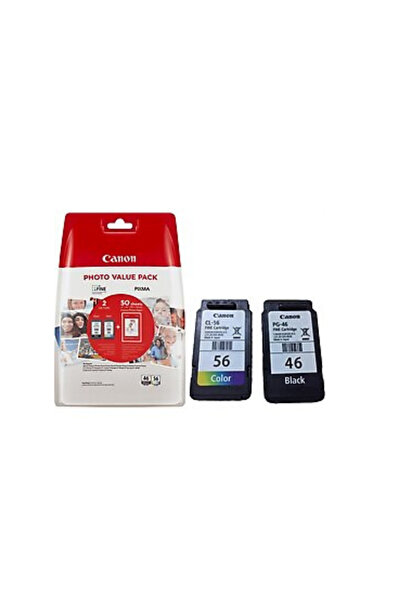 Canon Pixma E204,E304,E3140,E3340 Uyumlu PG-46/CL-56 Orijinal kartuş Seti (50...