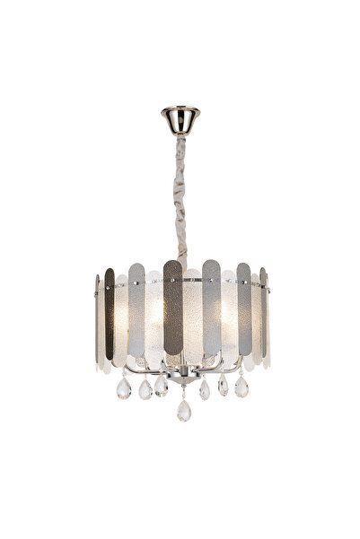 Apliqa Madera 50'Lik Krom Füme Camlı Kristal Taşlı Avize