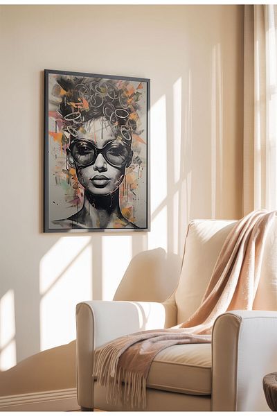21mxm Street Art Poster, Vibrant Graffiti Portrait, Frameless Modern Canvas, Urban Vibe 2025