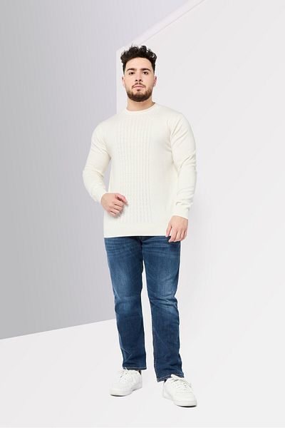 Harmont & Blaine Jeans Men Crew Neck Textured Sweater, Off White