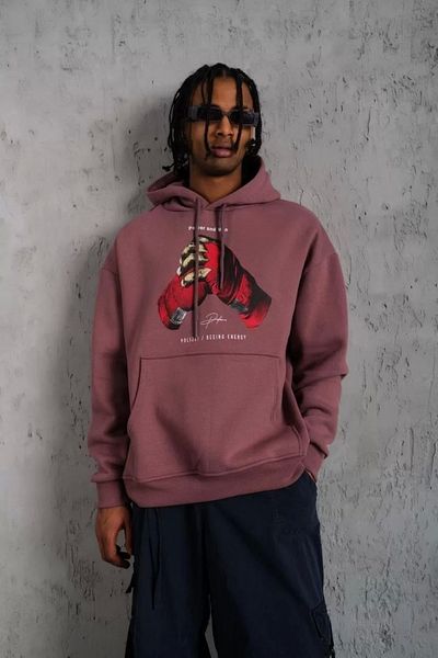 Silerra    Men's Glove Printed Hooded Sweat - Dusty Rose
