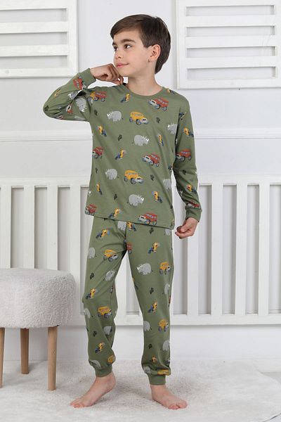 ZUZUNGA Mini Safari Patterned Boys' Pajama Set