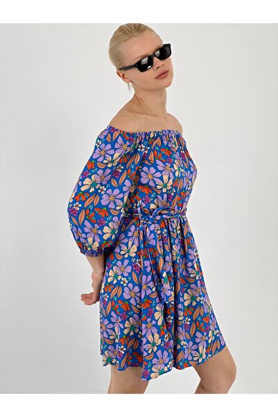 Miss Poem Rochie albastră cu mânecă cu balon pentru femei