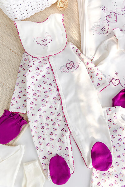 Babymod Heart Embroidered 100% Cotton 10-Piece Baby Girl Hospital Release Baby Set