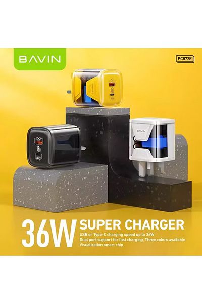 Bavin Dual Port Fast Home Charger 36W, White