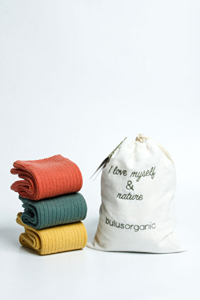 Buluş Organic Șosete din bumbac organic multicolore din 3 piese – unisex, moi și respirabile, absorbante de transpirație