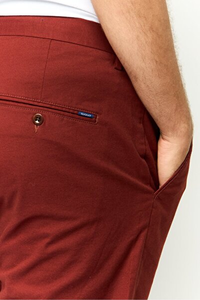 Gant Men Slim Fit Solid Chino Pants, Dark Rust
