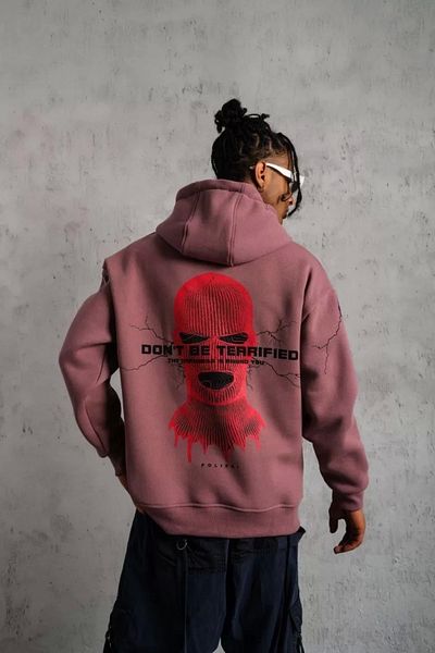 Silerra    Men's Mask Printed Hooded Sweat - Dusty Rose