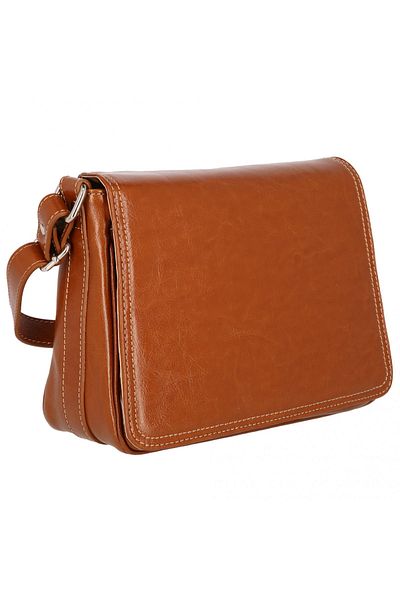 Magazinul de genti Women's genuine leather bag, model 127, shoulder and crossbody, Tobacco brown