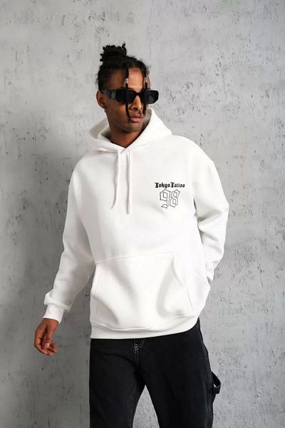 Silerra Men's 98 Printed Hooded Sweat - White