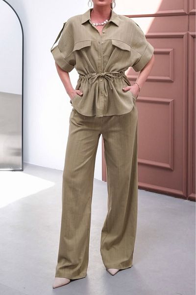 Suzi Linen Mix Shirt and Pants Set 4S5192