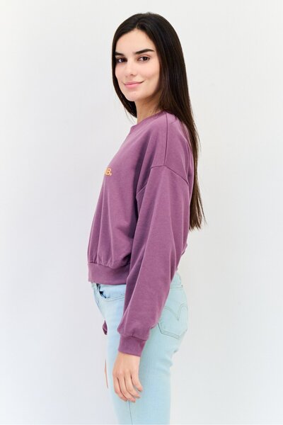 Levi's Women Crew Neck Graphic Print Long Sleeves Sweatshirt, Purple