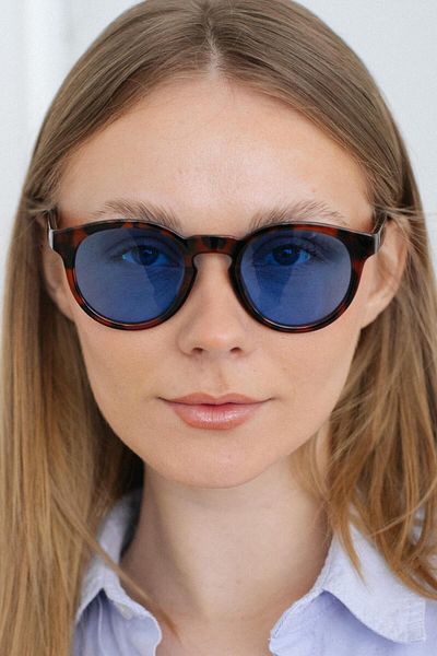 Bilge Karga Glen Leopard Blue Sunglasses