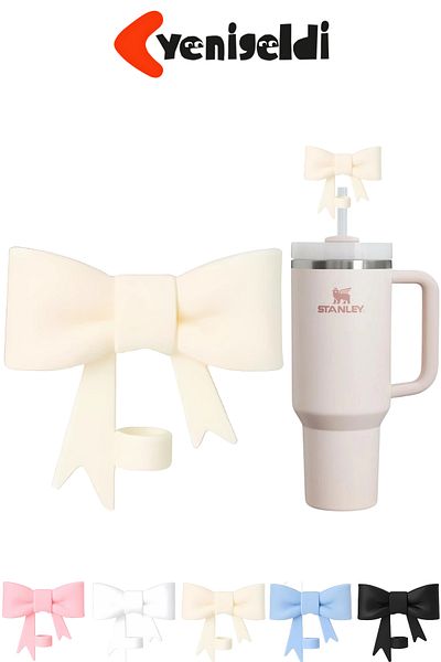 Yenigeldi 1 Piece Cream Bow 10mm Stnly Quencher Compatible Silicone Pipette Dust Protective Cover