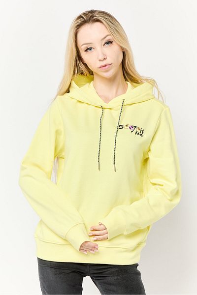 Scotch & Soda Women Embroidered Long Sleeves Hoodie, Light Yellow