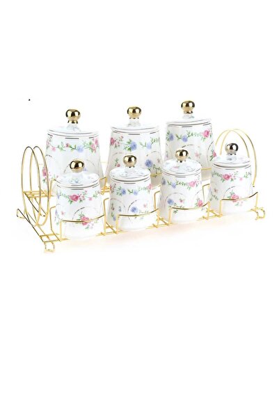 CENGİZ ÇEYİZ MİEN STANDLI Porselen 7'li Baharat Takımı 2604