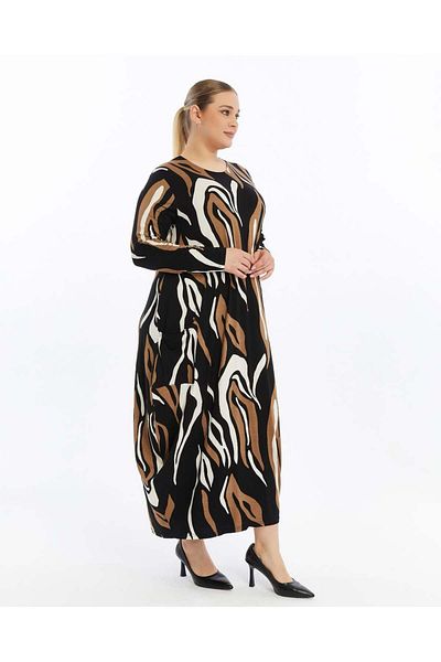 ModaMinar Women's Plus Size Elegant Patterned Combed Cotton Dress