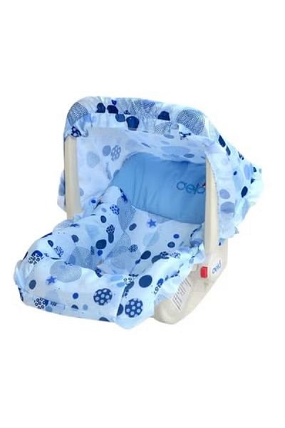 rexa 5-in-1 Multi-Function Baby Carry Cot Cum Rocker with Mosquito Net - Blue Floral Print