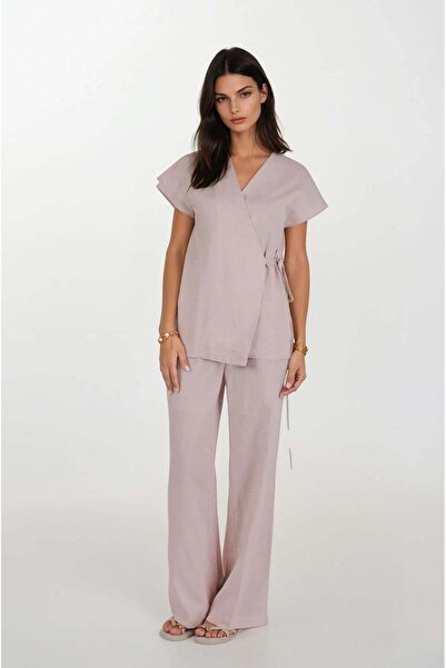 FABB Σετ παντελόνι με ροζ λινό μπλούζα
