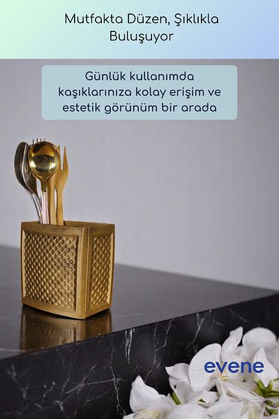 Evene Suport pentru tacâmuri de blat Suport decorativ pentru tacâmuri vertical Cilindru Suport pentru tacâmuri Culoare auriu anticat Model 92