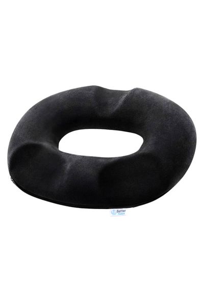 BETTER POSTURE Orthopedic hemorrhoid cushion, seat cushion, memory foam Pro, Black, 45 x 41 x 8 cm