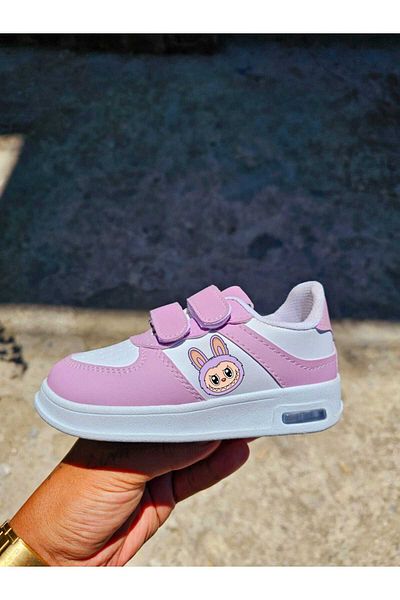 LİASSHOES Purple Lababu Popy Printed Lighted Girl's Sneakers