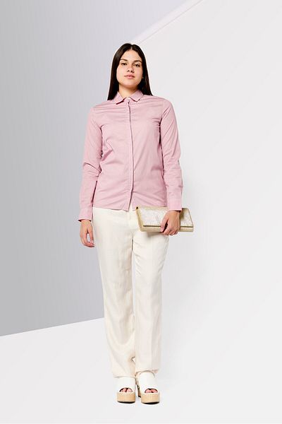 Harmont & Blaine Women Pointed Collar Long Sleeve Diamond Pattern Shirts, Red