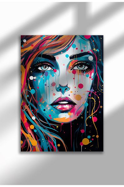 21mxm Street Art Poster, Vibrant Graffiti Portrait, Frameless Modern Canvas, Urban Vibe 2025