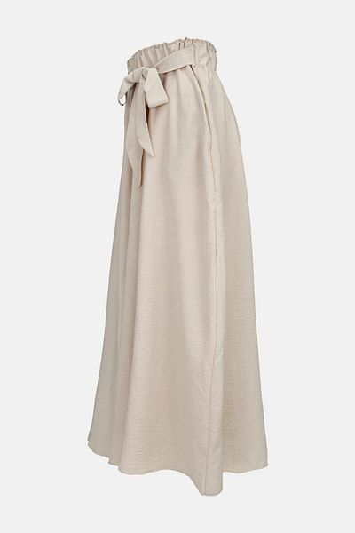 birizmoda Belted Elastic Waist Side Pocket Skirt Trousers - Beige
