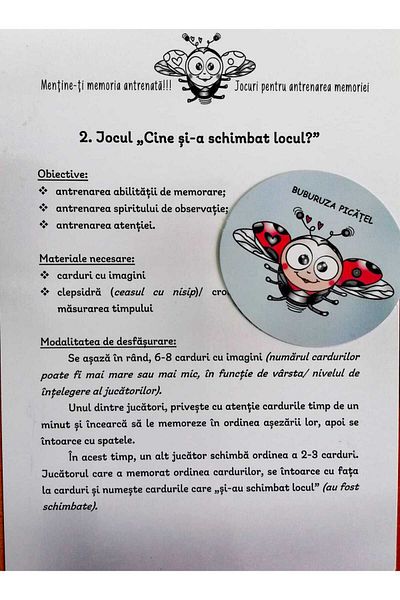 JUCARII VORBARETE Train your memory with Picatel-The Wise Ladybug!