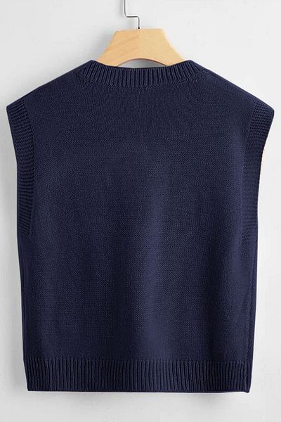 COOL TARZ Elégance Navy Blue V-Neck Sweater