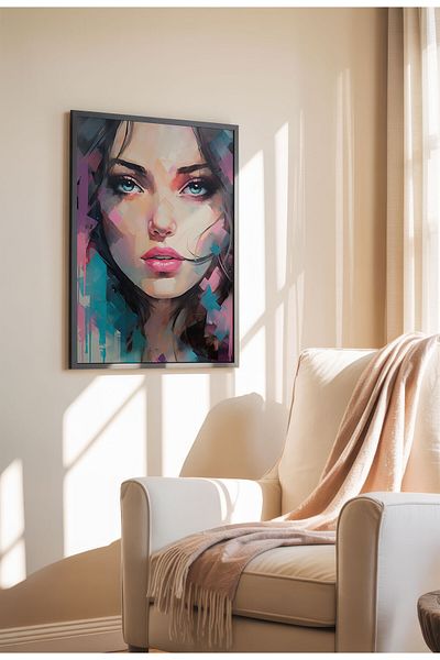 21mxm Street Art Poster, Vibrant Graffiti Portrait, Frameless Modern Canvas, Urban Vibe 2025