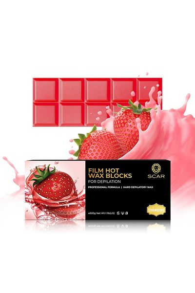 Scar Professional Film Hot Wax Blocks, Strawberry Scented, 500g
