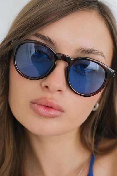 Bilge Karga Glen Leopard Blue Sunglasses