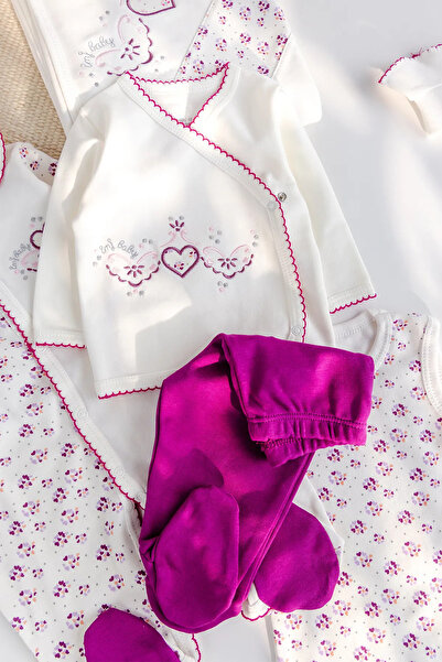 Babymod Heart Embroidered 100% Cotton 10-Piece Baby Girl Hospital Release Baby Set