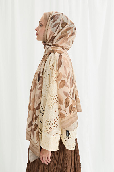 cs camellia scarf Σάλι από μεταξωτό κρεπ Camellia - Άμμος