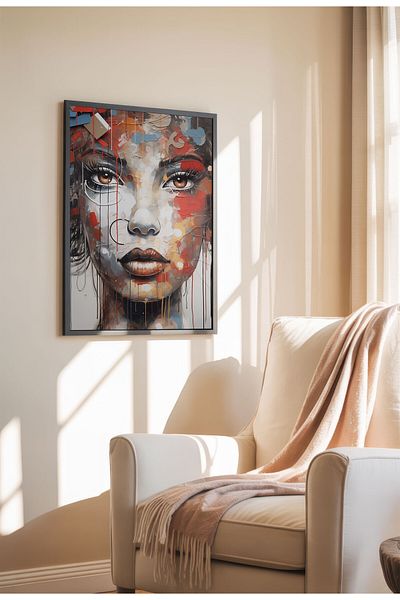21mxm Street Art Poster, Vibrant Graffiti Portrait, Frameless Modern Canvas, Urban Vibe 2025