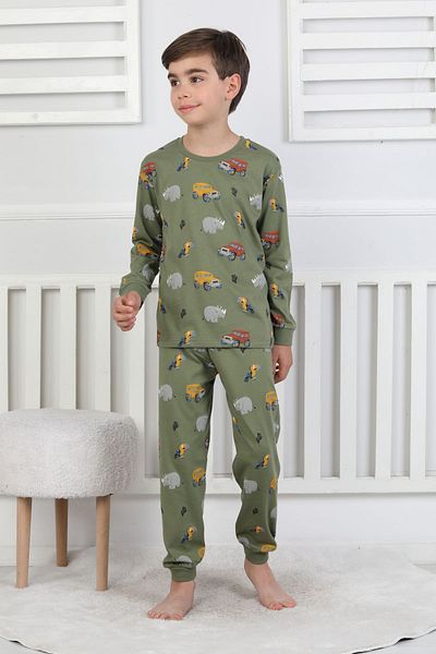 ZUZUNGA Mini Safari Patterned Boys' Pajama Set