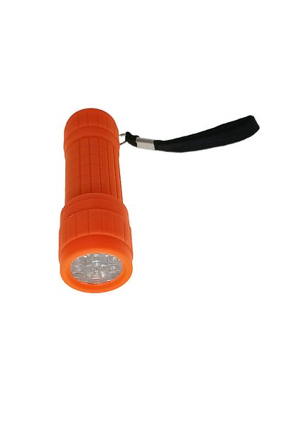 FilameX Flashlight with 9 LEDs, Lamex 72826, with anti-slip grip, 100x30mm, 3xAAA, orange