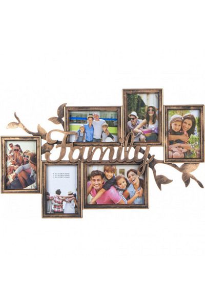 OEM Decorative photo frame for 6 pictures, Plastic, Bronze, 60x38 cm