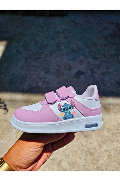 LİASSHOES Purple Leylok Setico Popy Printed Lighted Girl's Sneakers
