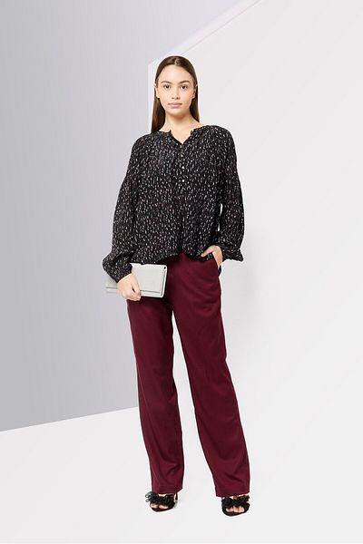 Scotch & Soda Women Crew Neck Long Sleeves Allover Print Blouse, Multicolor