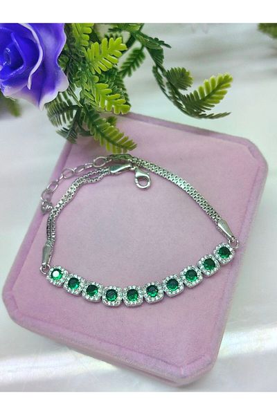 argint 925 Bratara din argint 925 cu petre zirconiu verzi