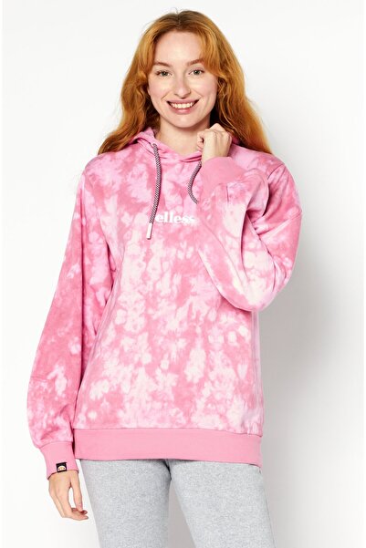 Ellesse سترة رياضية نسائية بأكمام طويلة وغطاء للرأس، باللون الوردي