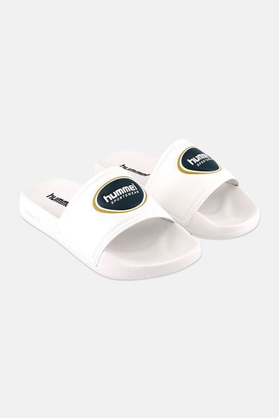 hummel Kids Boy Brand Logo Pool Badge Slides, White