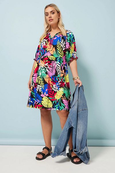 Stil Diva Plus Size V-Neck Floral Print Mini Dress 304070
