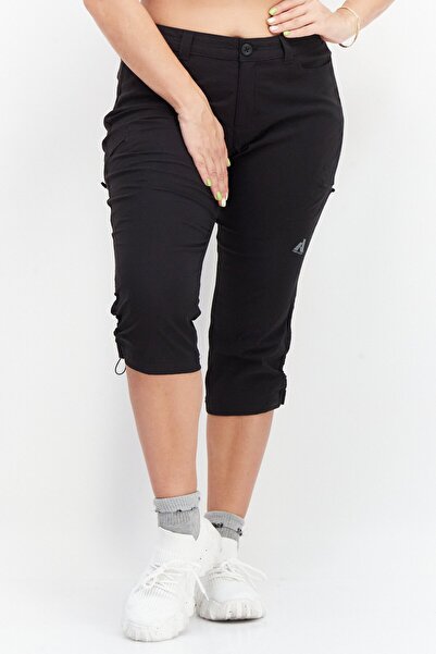 Eddie Bauer بنطال كابري سادة بخصر مرتفع وقصة عادية للنساء، أسود