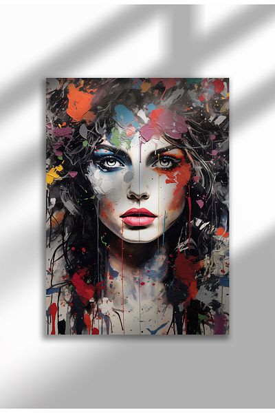 21mxm Street Art Poster, Vibrant Graffiti Portrait, Frameless Modern Canvas, Urban Vibe 2025