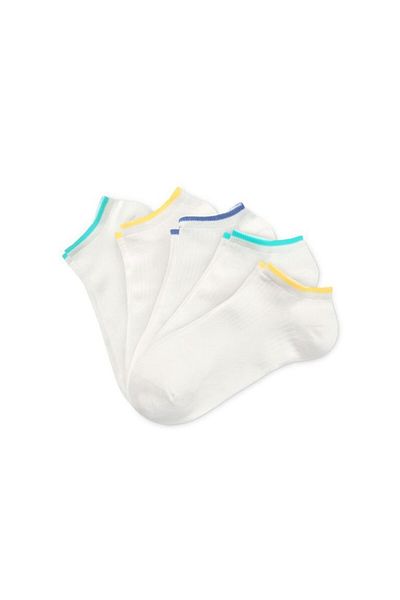 Tchibo Kids Unisex 5 Pair Sport Socks, White Combo