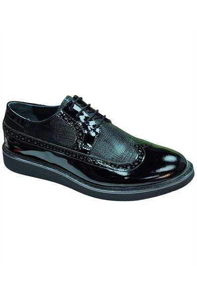 Nevzat ÖgE 01008-Eva Men's Black Patent Leather (40-44) Leather Classic Shoes